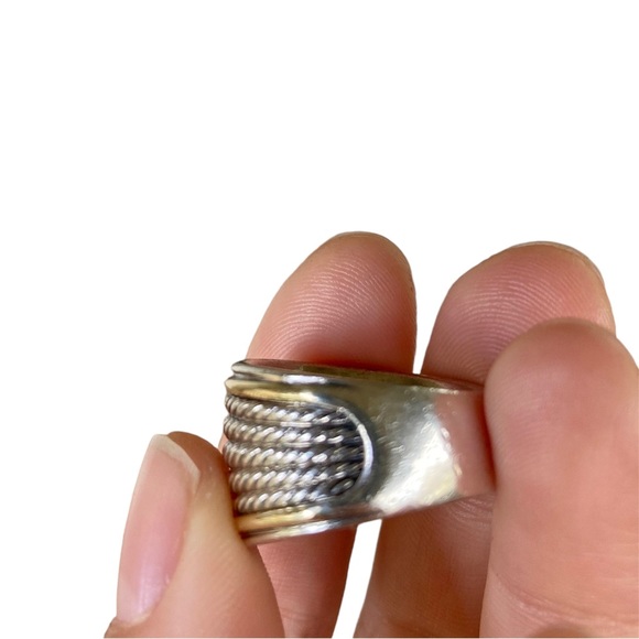 RARE David Yurman Origami Wide Cable Band Ring Sterling Silver & 18K Gold size 7 - Picture 4 of 8